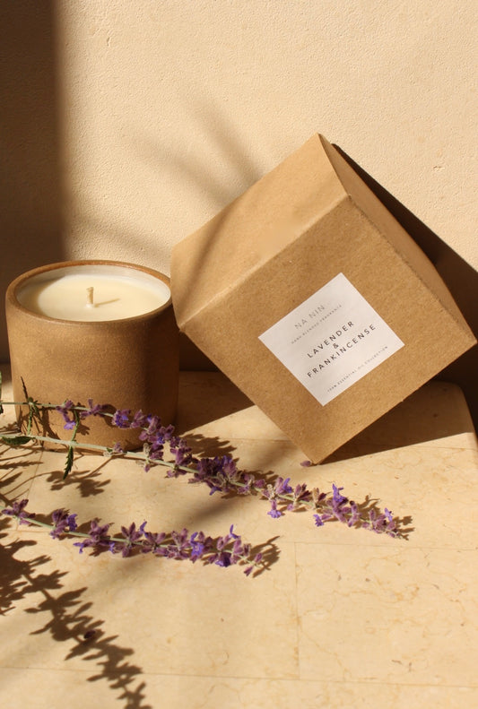 Lavender & Frankincense Essential Oil Soy Candle / Available in White & Terracotta Ceramic