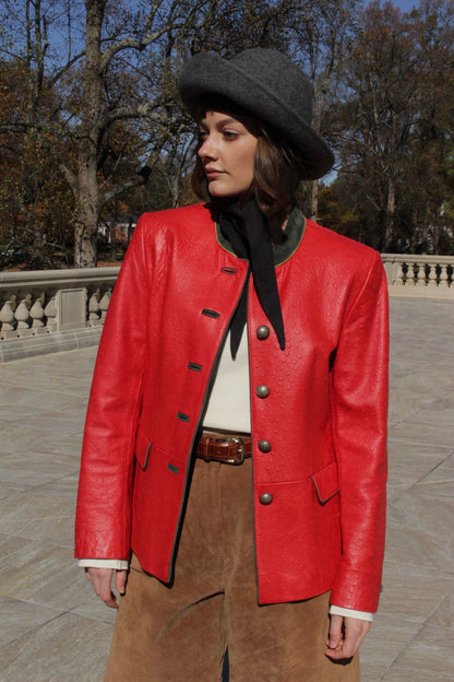 Bold Vintage Handmade Embossed Lamb Leather Coat