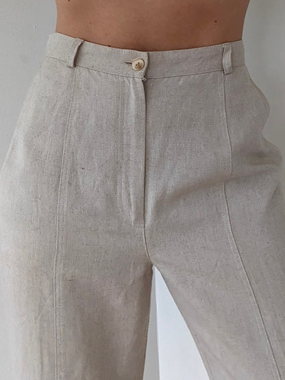 Vintage Oat Woven Linen Pants