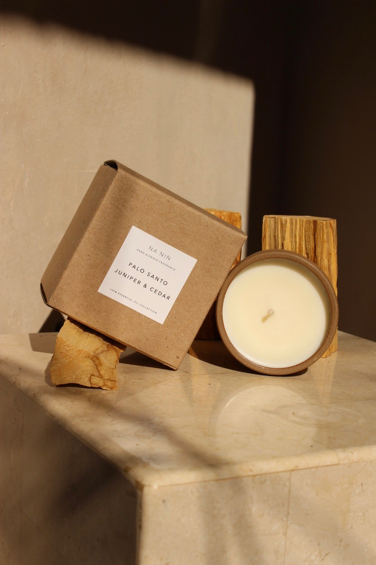 Palo Santo, Juniper, & Cedarwood Soy Candle / Available in White & Terracotta Ceramic