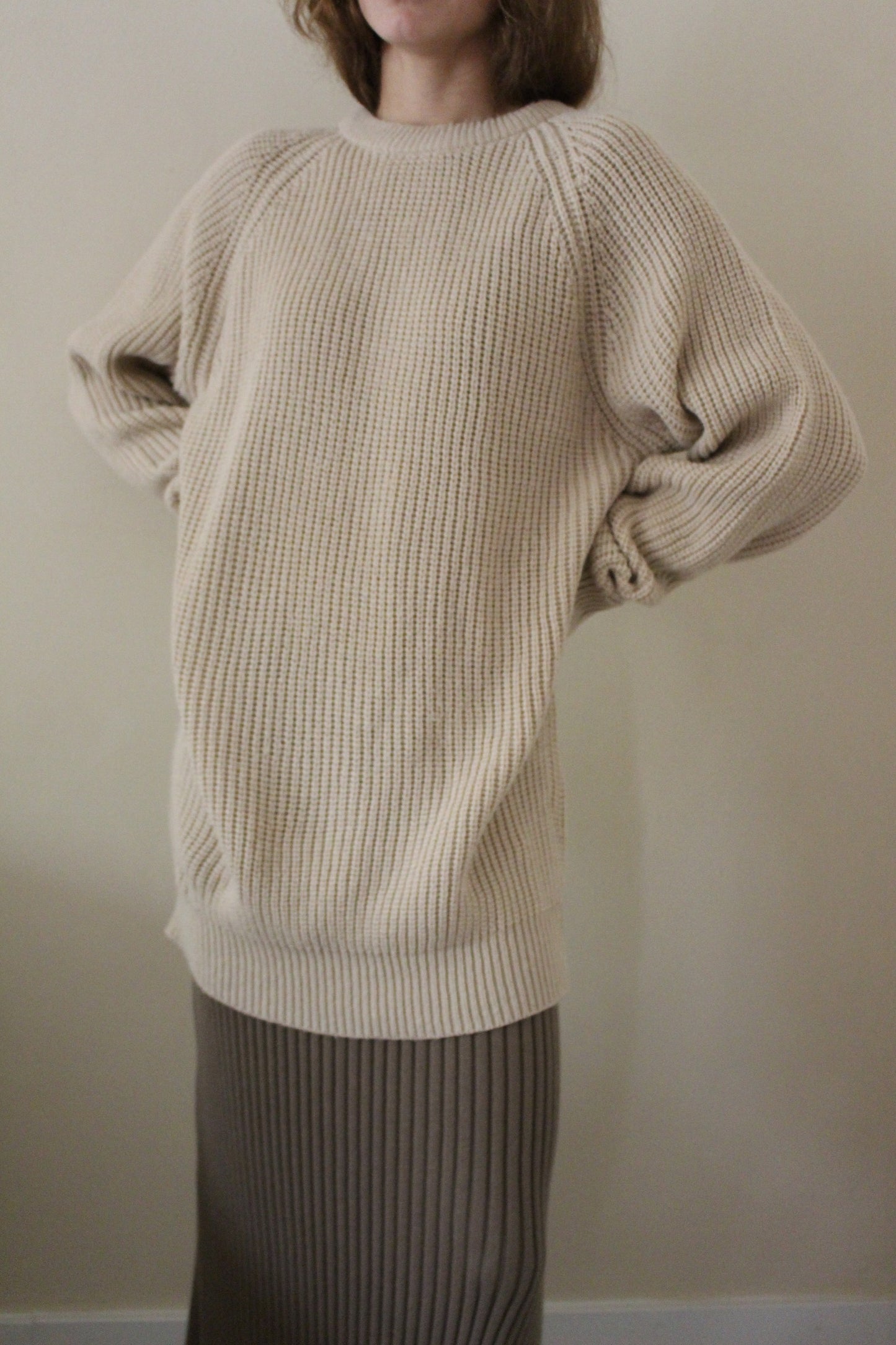 Vintage Latte Raglan Knit Sweater