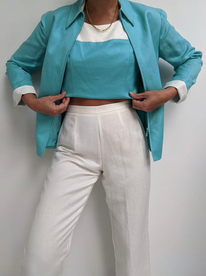 Amazing Vintage Two-Toned 3 Piece Linen Set