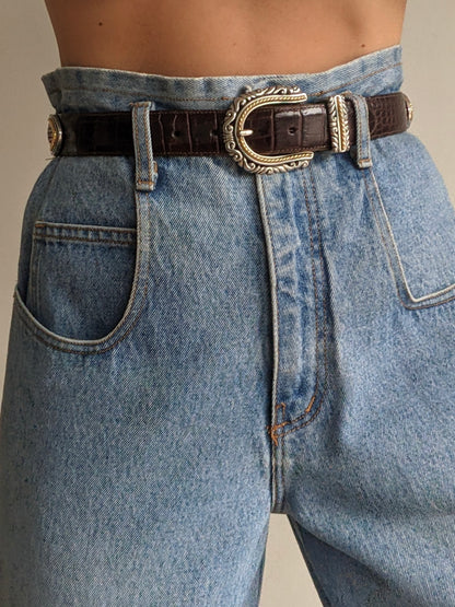 Vintage Embossed Leather & Ornate Hardware Belt