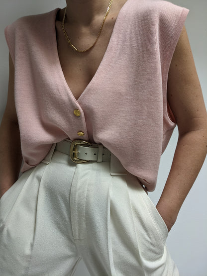 Vintage Rose Pink Wool Vest