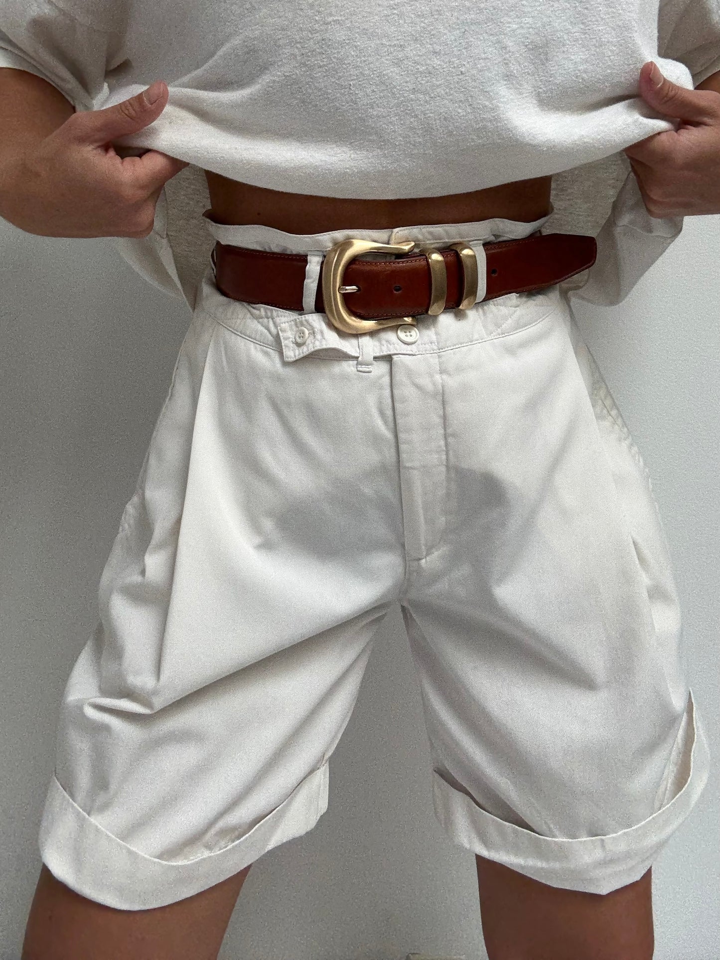 Vintage Ivory Twilled Shorts