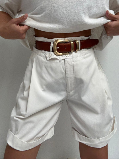 Vintage Ivory Twilled Shorts