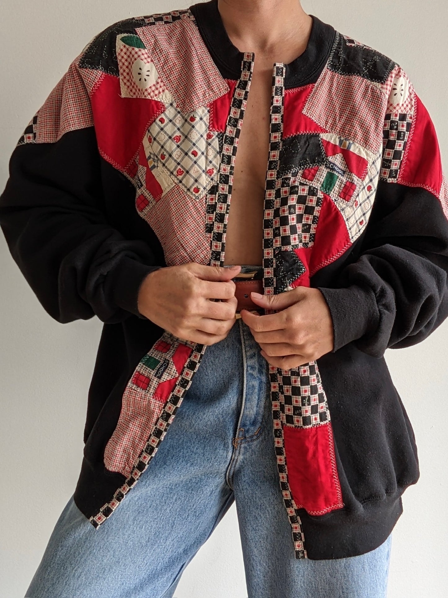 Amazing Vintage Patchwork Quilt Sweatshirt Cardigan