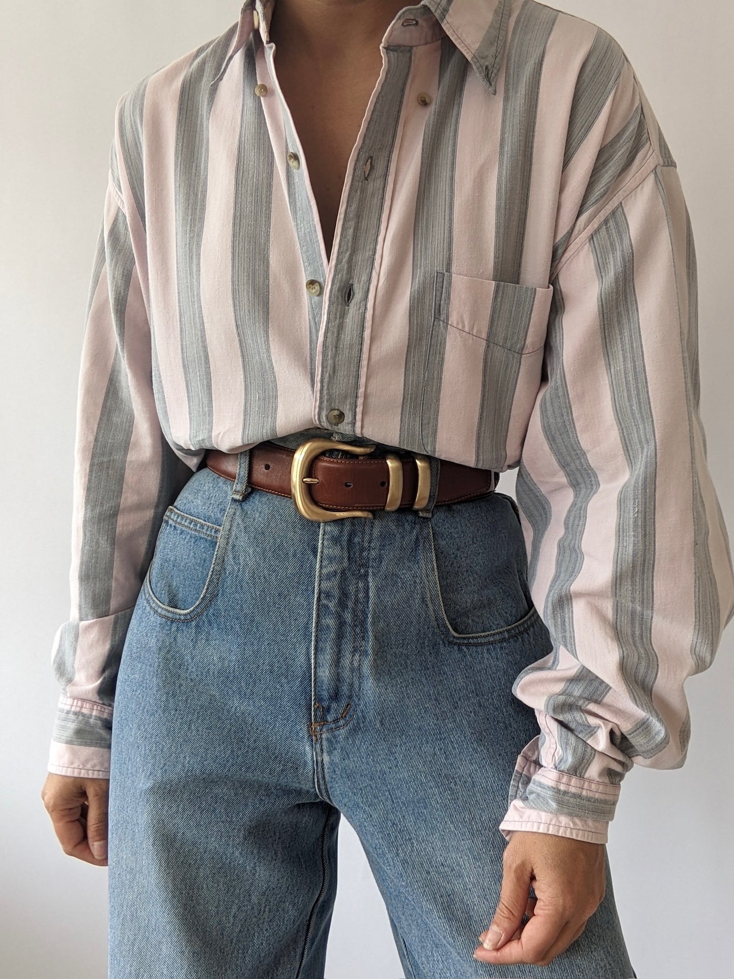 Vintage Blush Striped Cotton Shirt