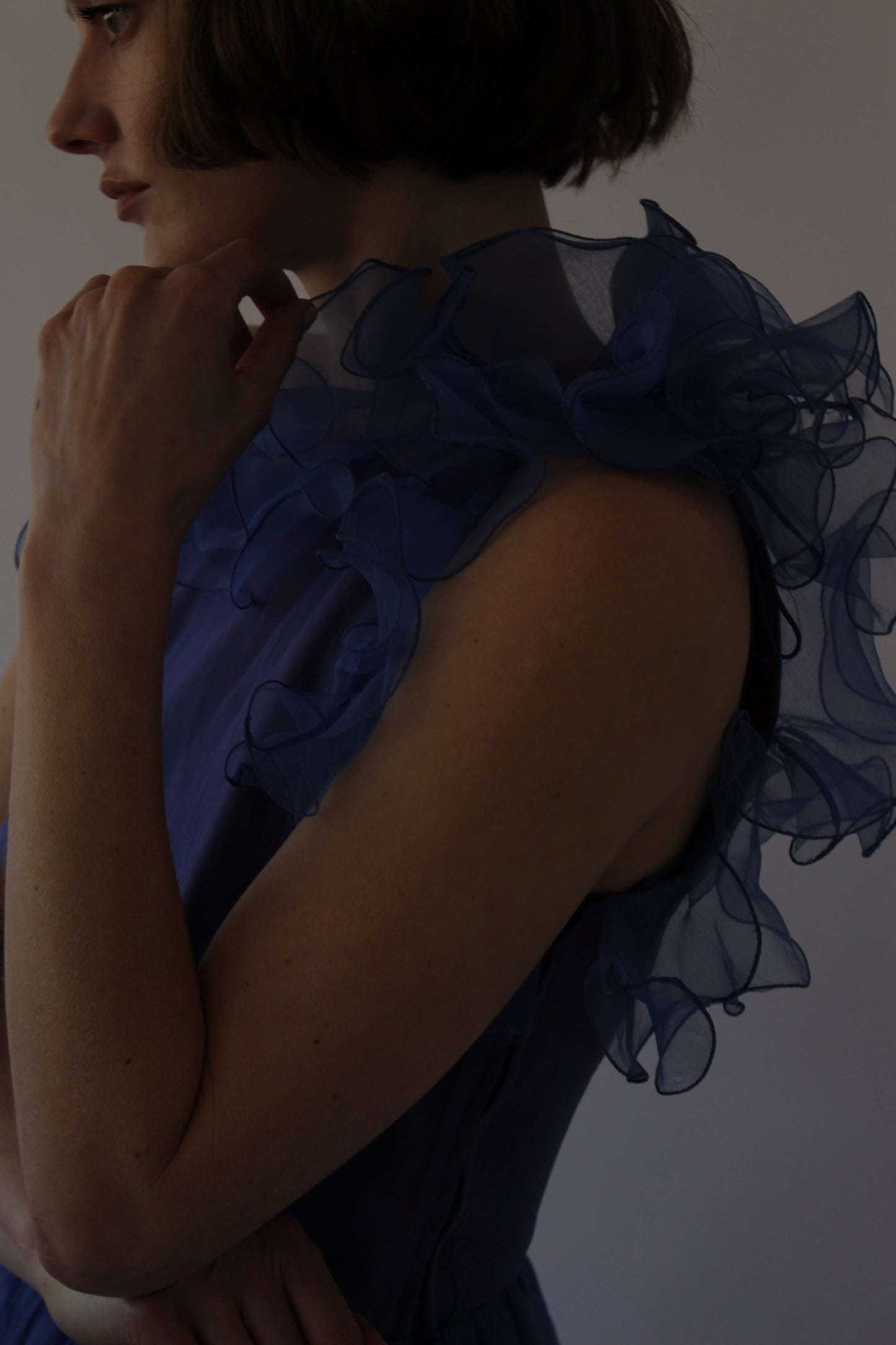 Gorgeous Vintage Bergdorf Goodman Sapphire Ruffled Dress