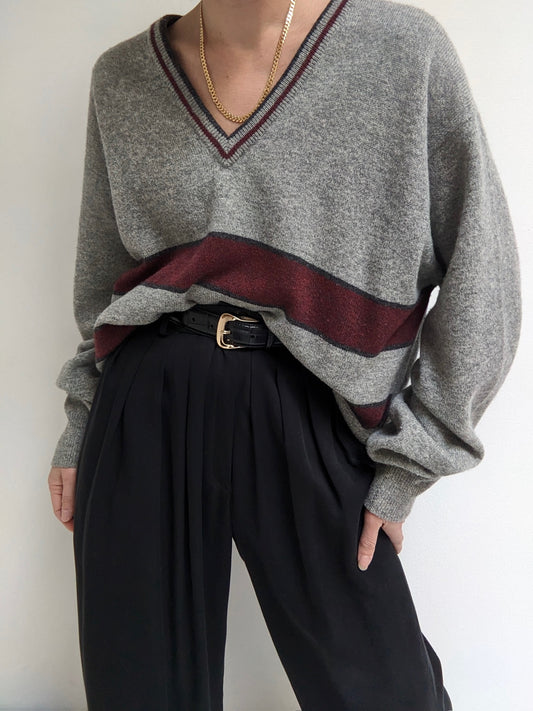 90s Striped V-Neck Cashmere Sweater