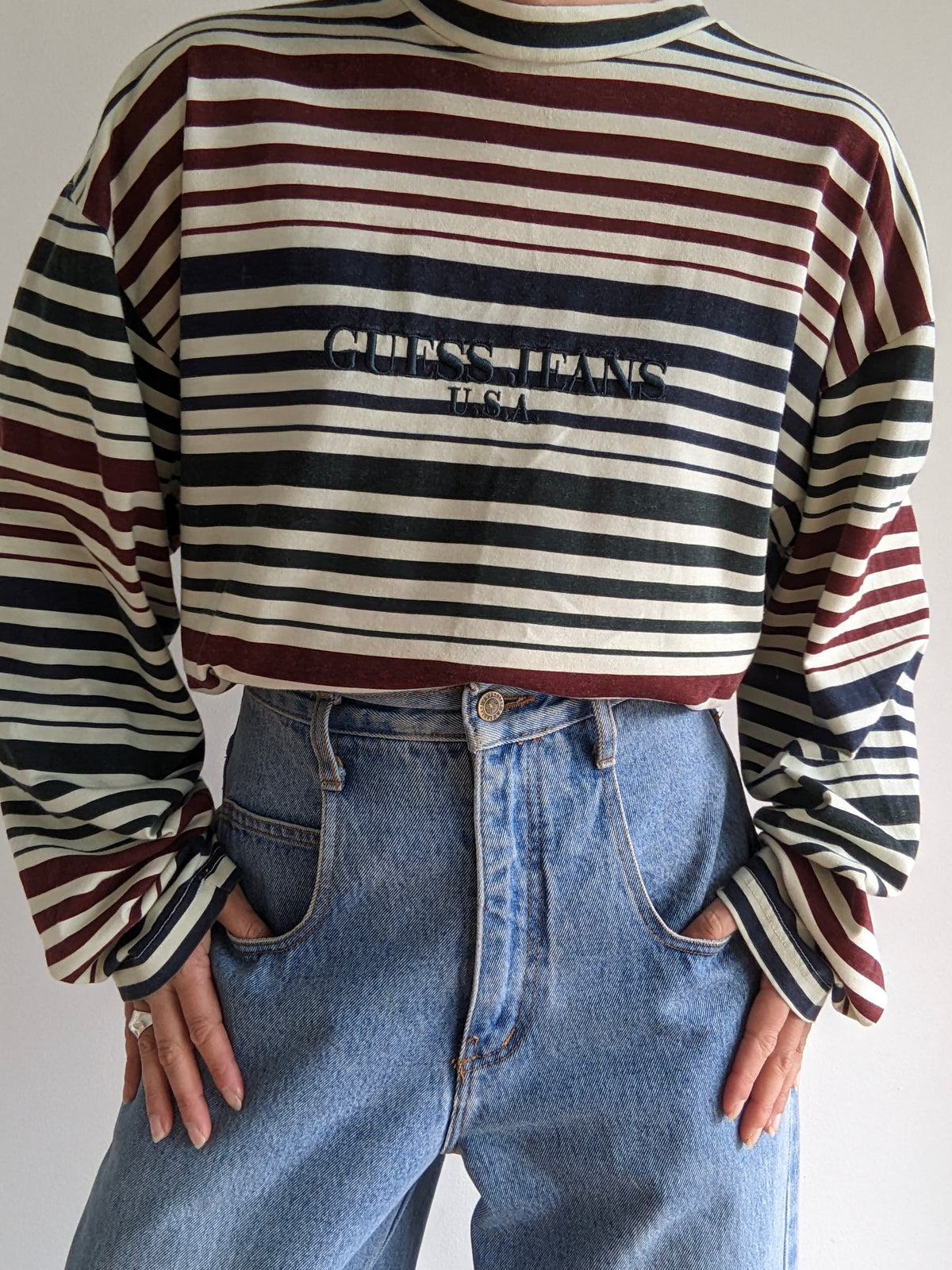 90s Guess Jeans Bold Striped Long Sleeve