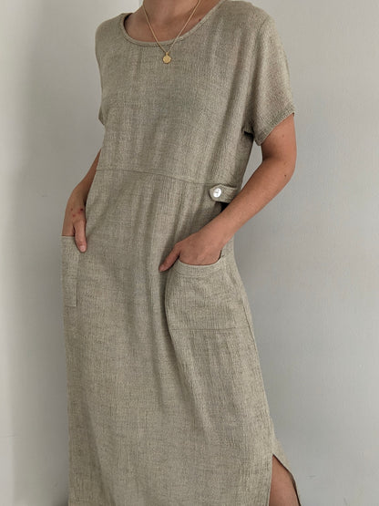 Vintage Oat Woven Market Dress