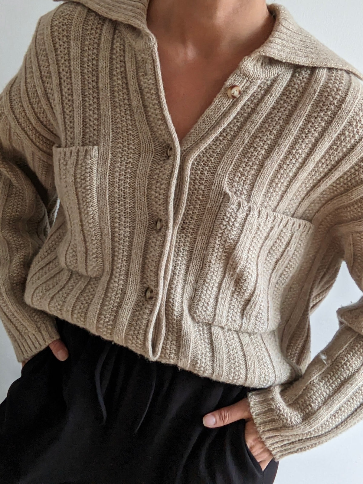 Vintage Oat Collared Wool Henley