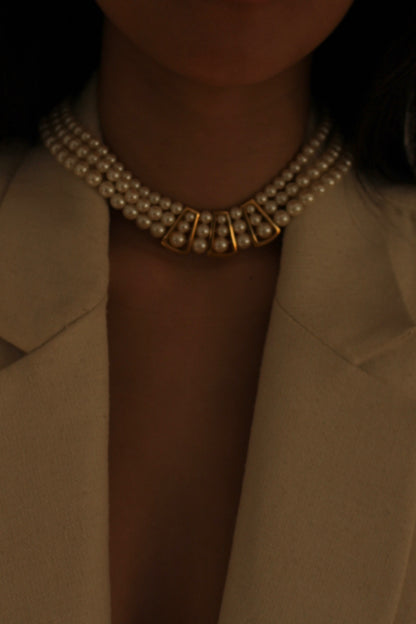 Vintage Tiered Faux Pearl Strand Necklace