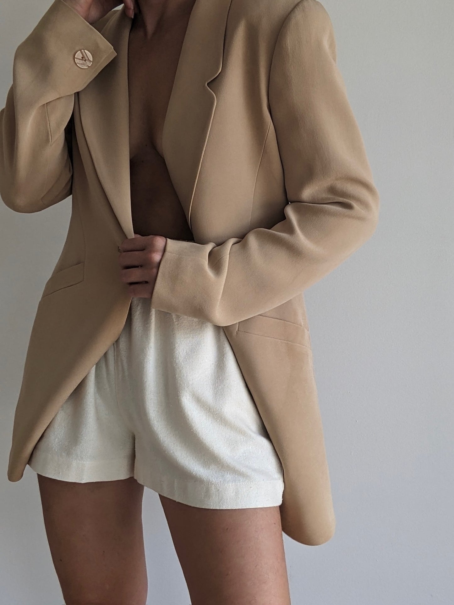 Vintage Latte Silk Blazer