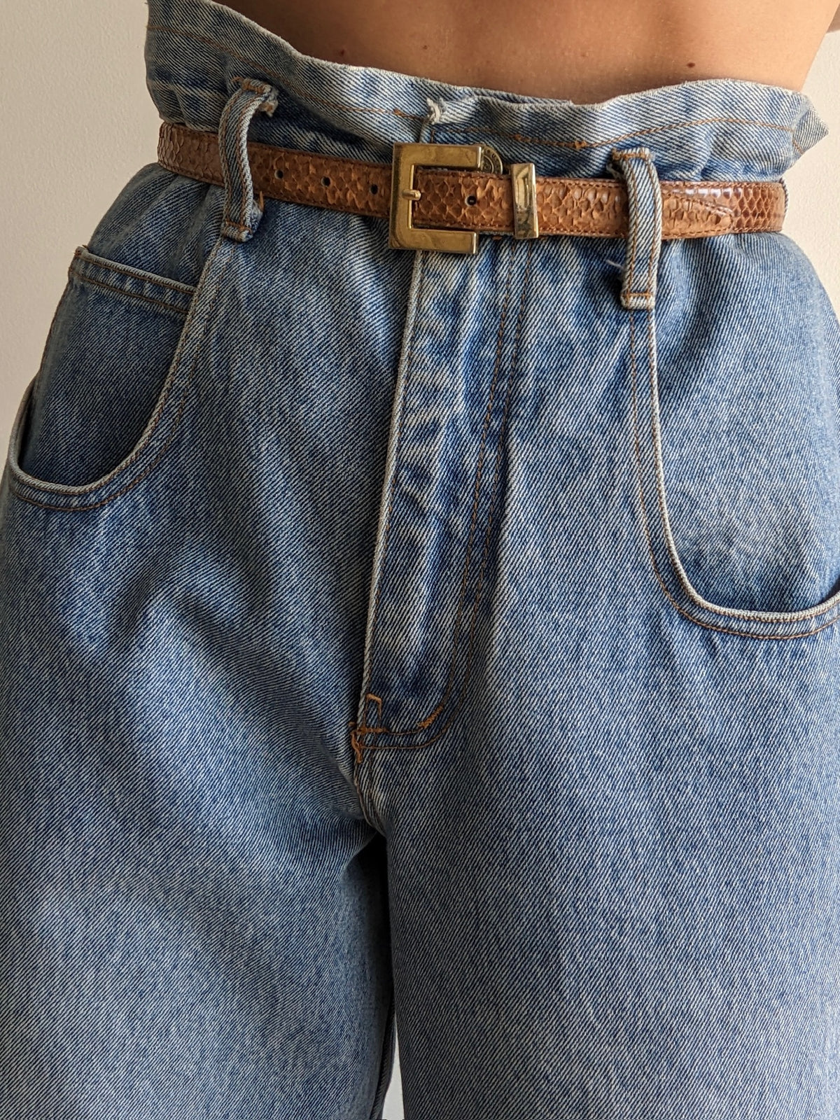 Vintage Mocha Genuine Snakeskin Leather Belt