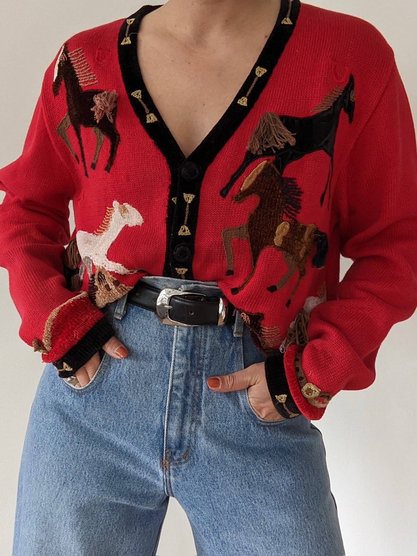 Incredible Vintage Horse Appliqué Cardigan
