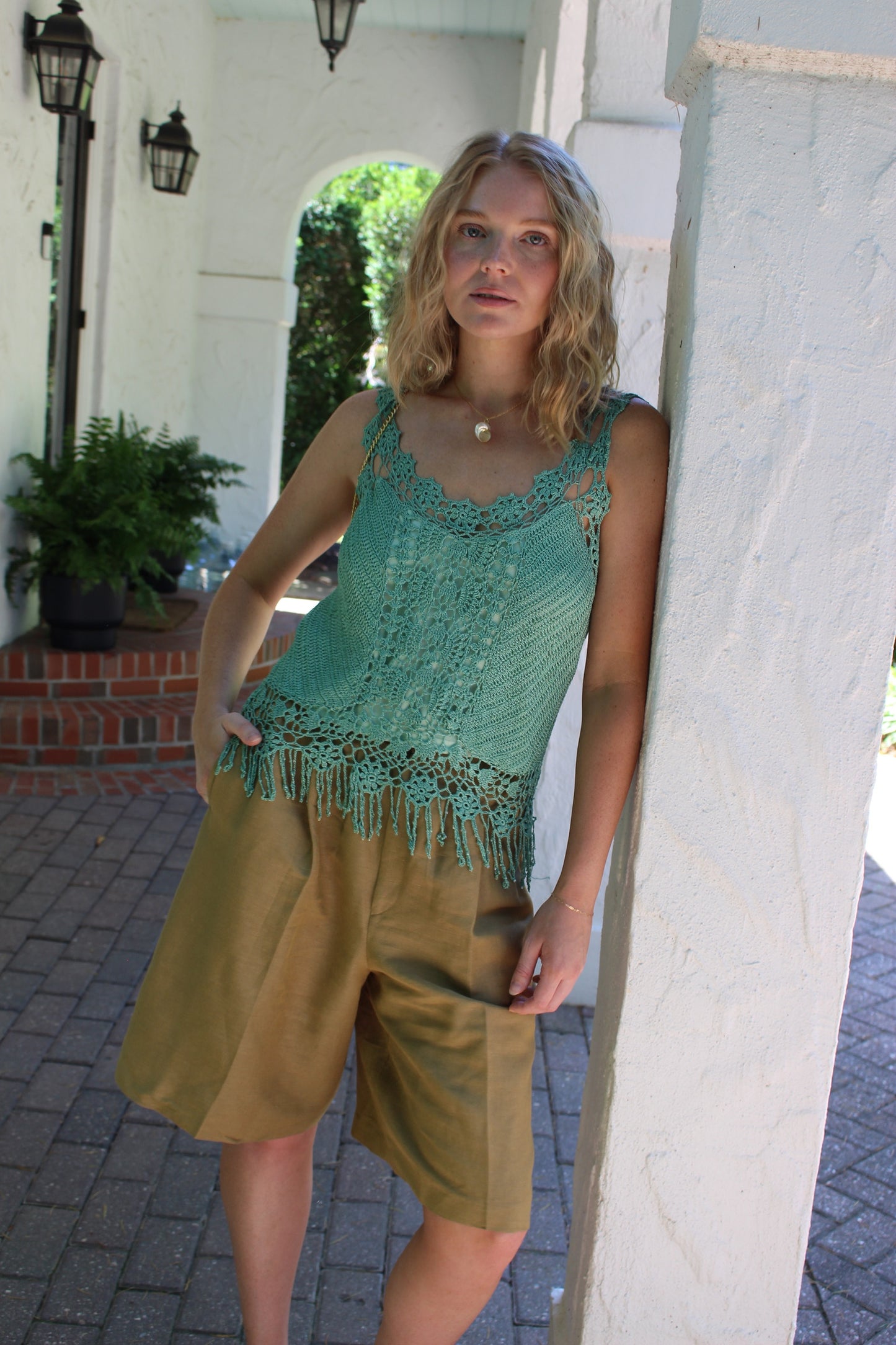 Vintage Aquamarine Crochet Tank