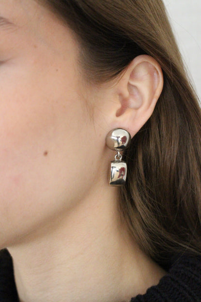 Vintage Silver Modernist Drop Earrings
