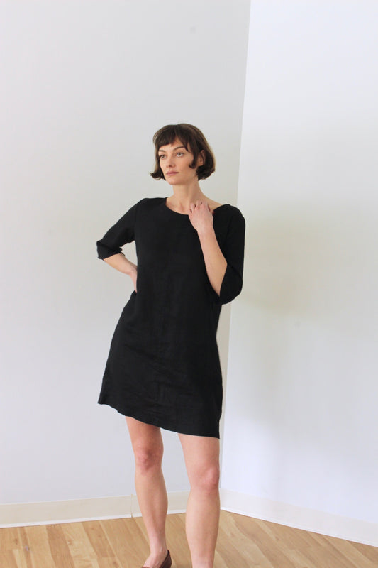 Vintage Onyx Linen Dress