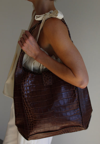 Vintage Donald Pliner Large Embossed Leather Bag