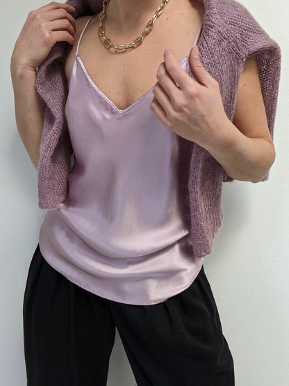 Vintage Lilac Satin Silk Slip Top