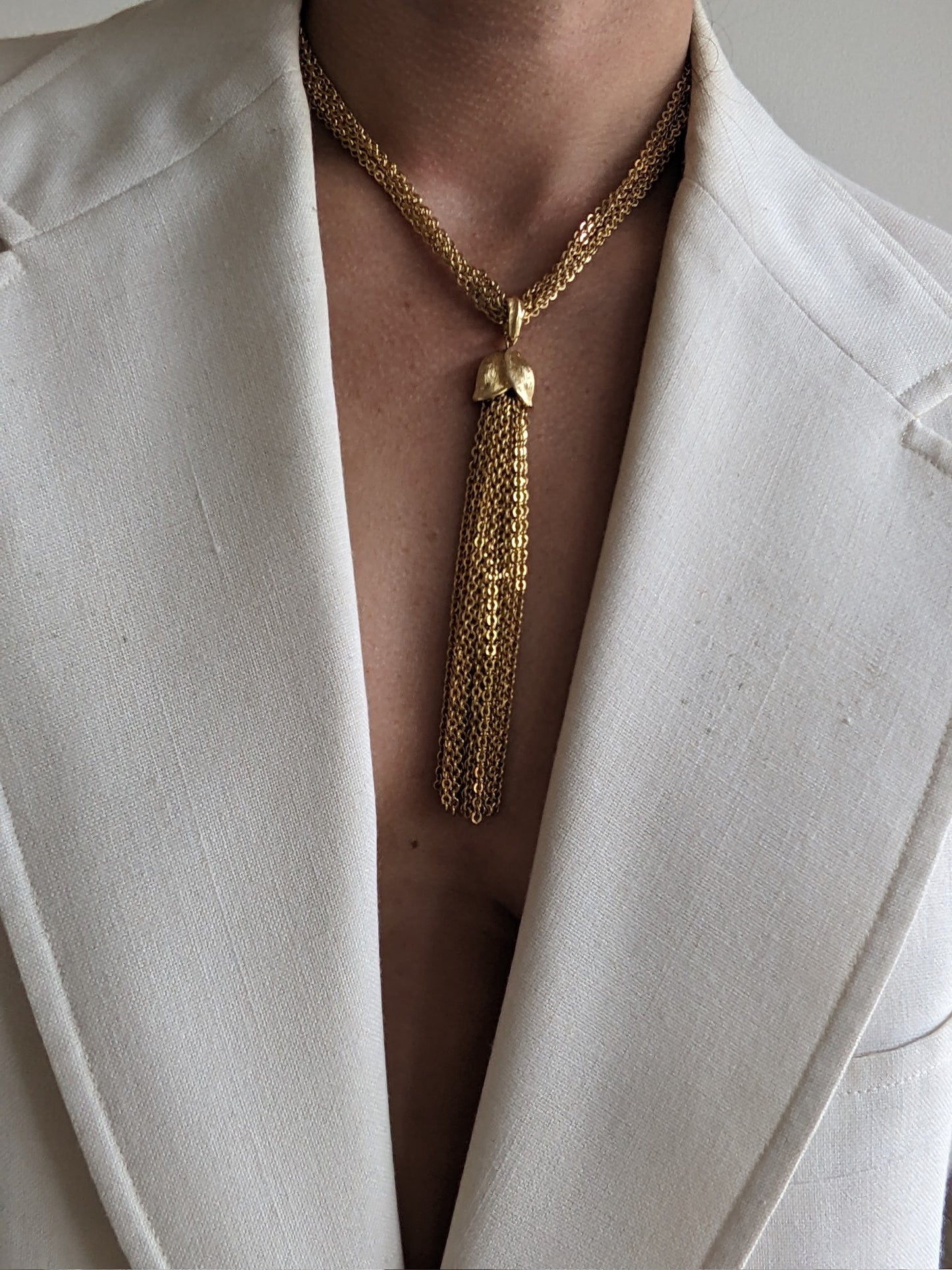 Vintage Gold Chain Tassel Necklace