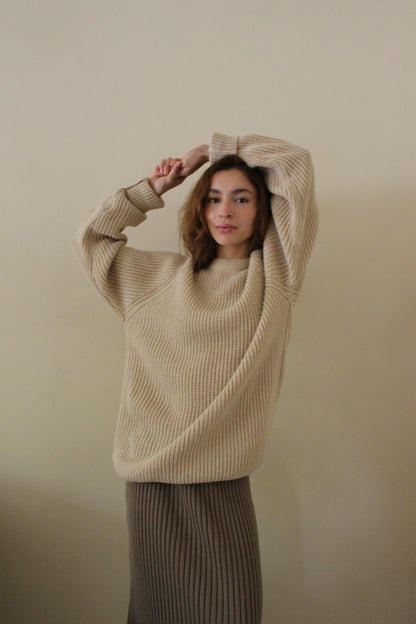 Vintage Latte Raglan Knit Sweater