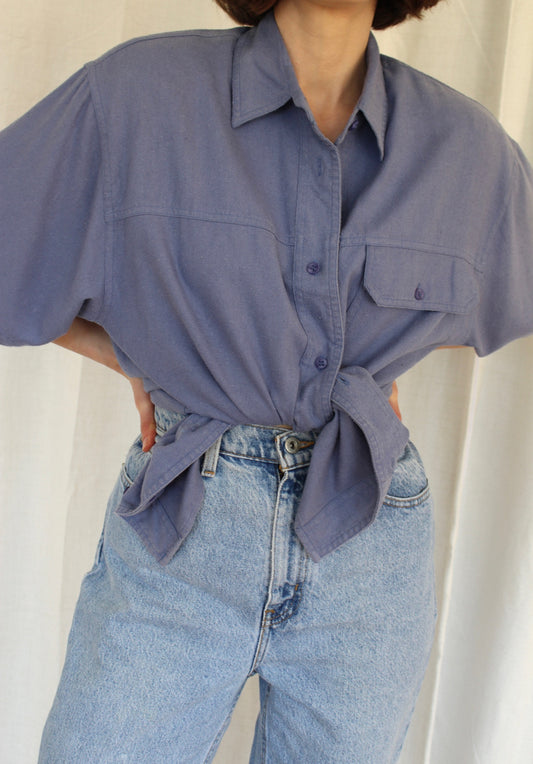 Vintage Periwinkle Raw Silk Shirt