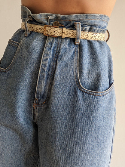 Vintage Cream Genuine Snakeskin Belt