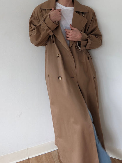 Vintage Mocha Cotton Twill Trench Coat