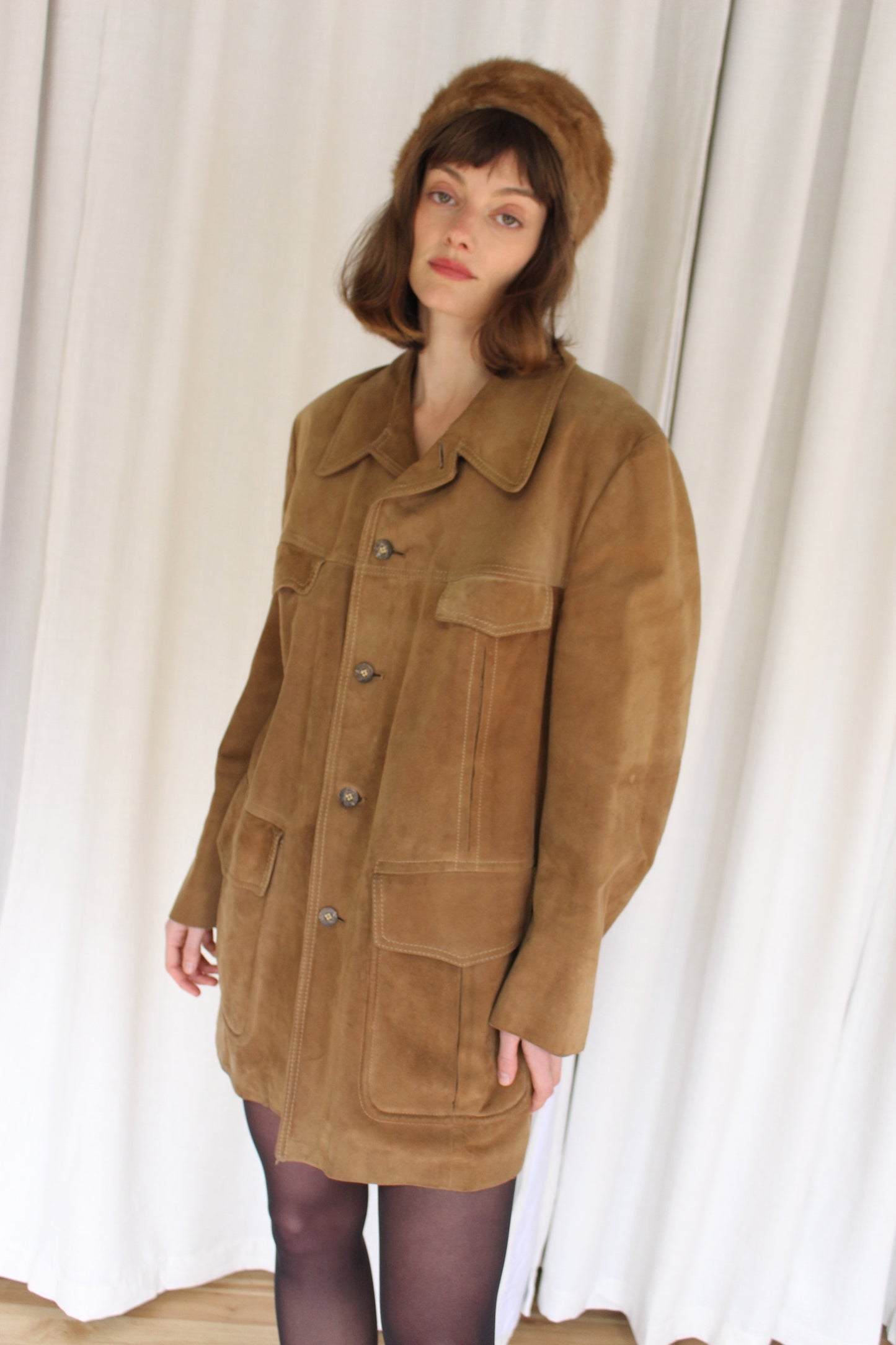 Vintage Russet Suede Chore Coat