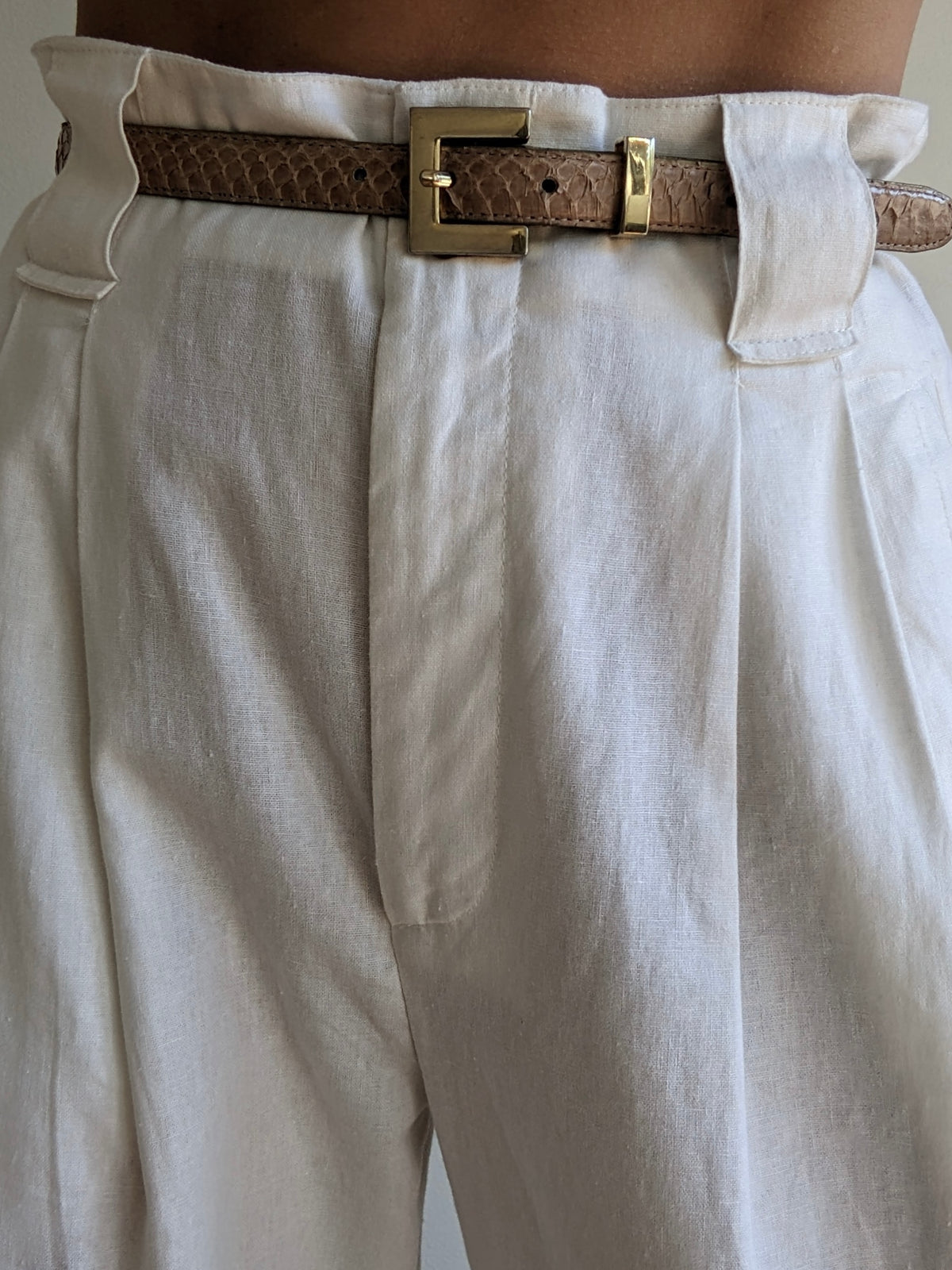 Vintage Latte Genuine Snakeskin Belt