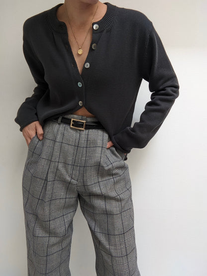 Vintage Plaid Wool Trousers