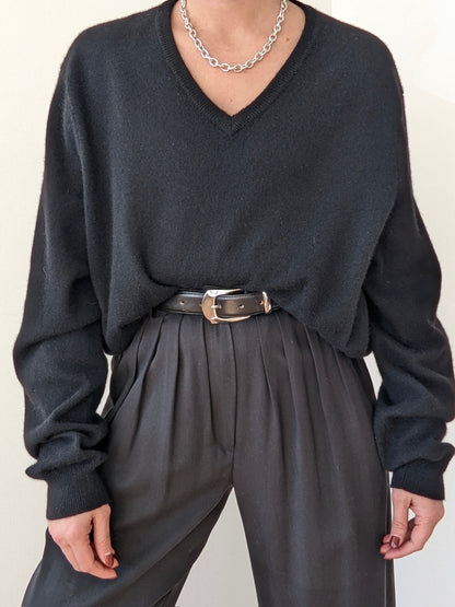 Vintage Ink Black Cashmere Sweater