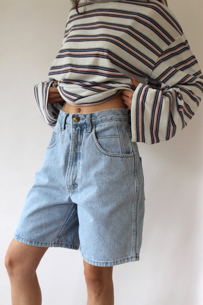 Vintage High-Rise Blue Denim Shorts