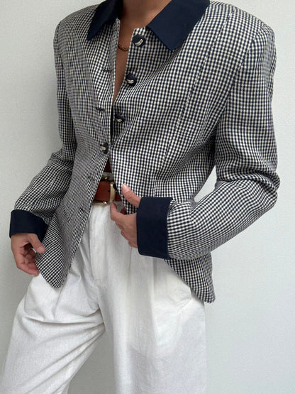 Vintage Gingham Linen Jacket