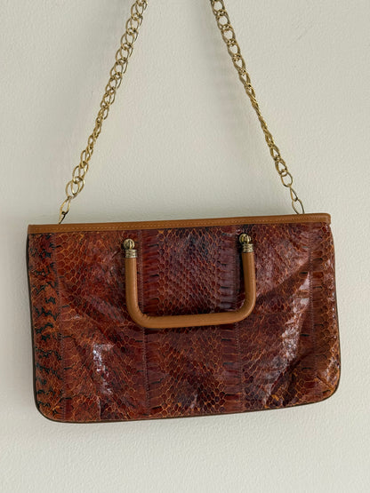 Amazing Vintage Snakeskin Chain Purse