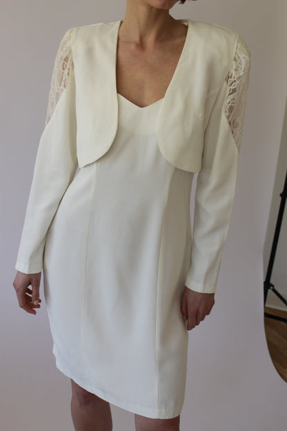 Vintage Vanilla Slip Dress & Lace Bolero Set