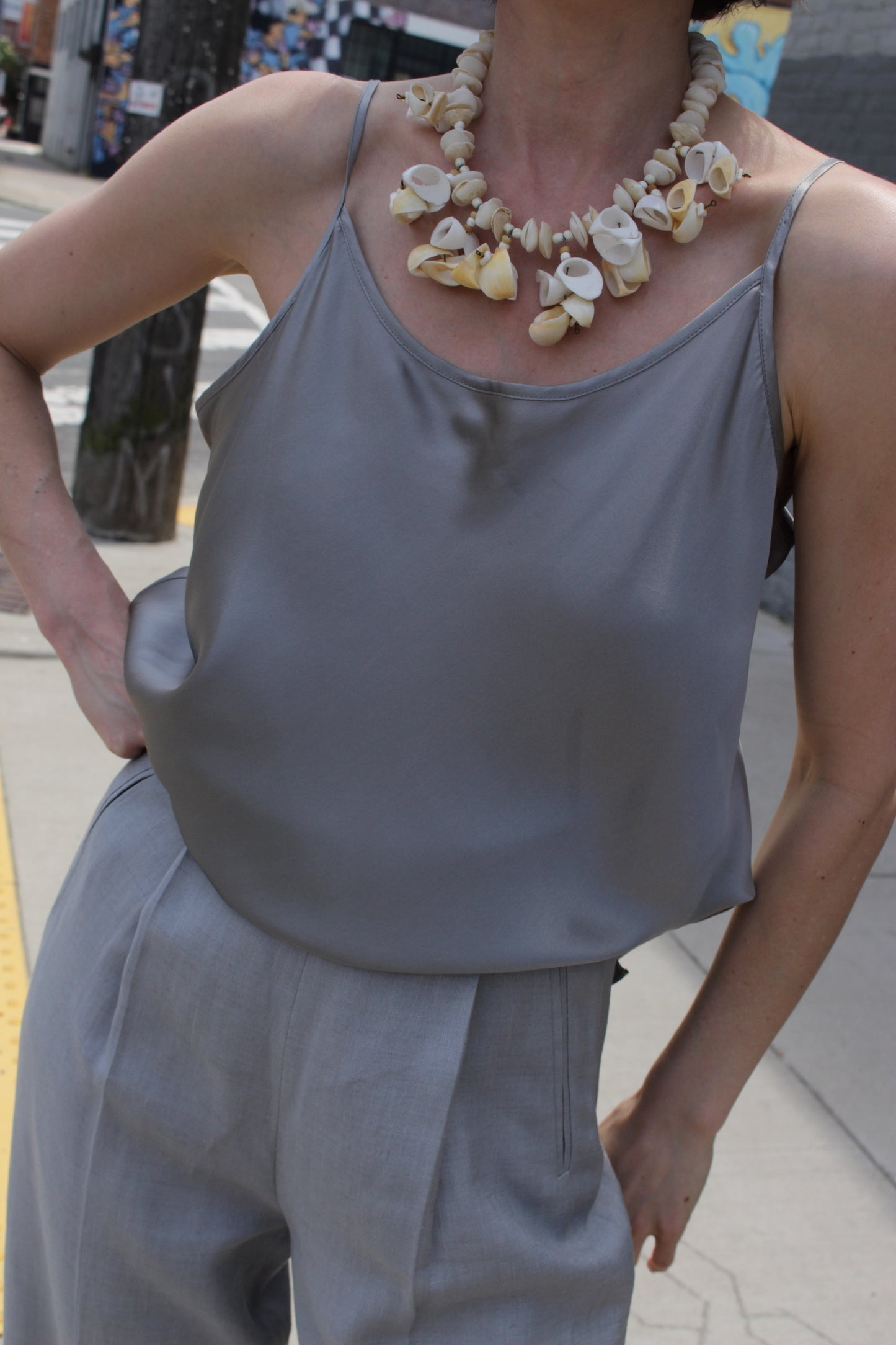 Vintage Oyster Silk Charmeuse Slip Top