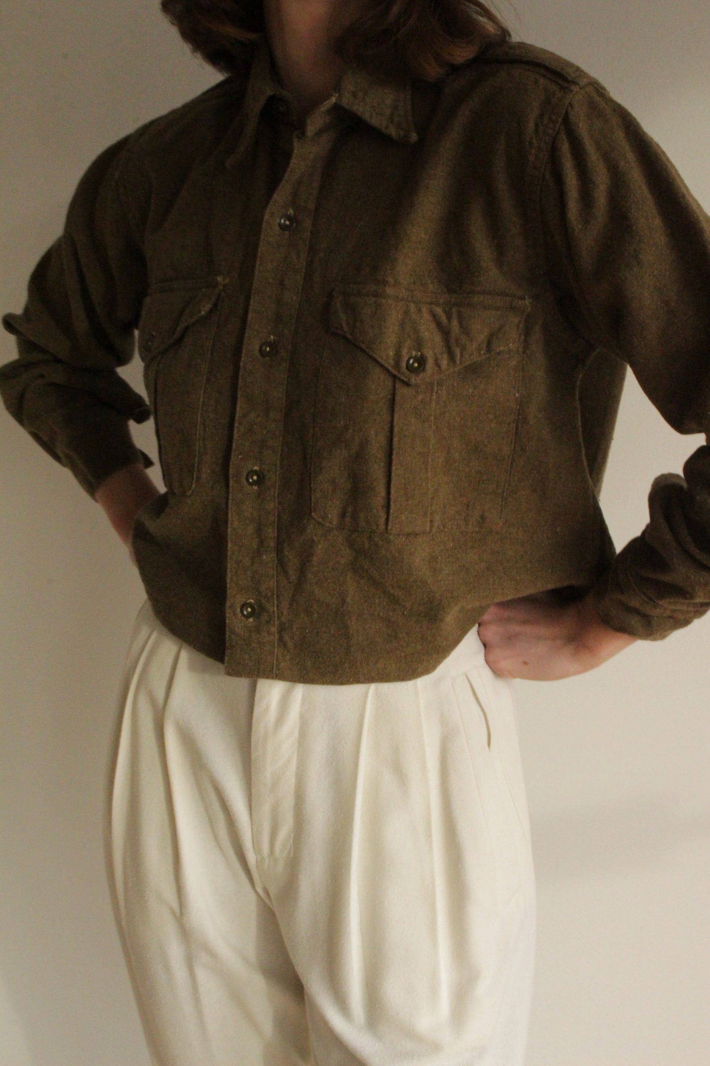 Reworked Long Sleeve Cropped Button Down