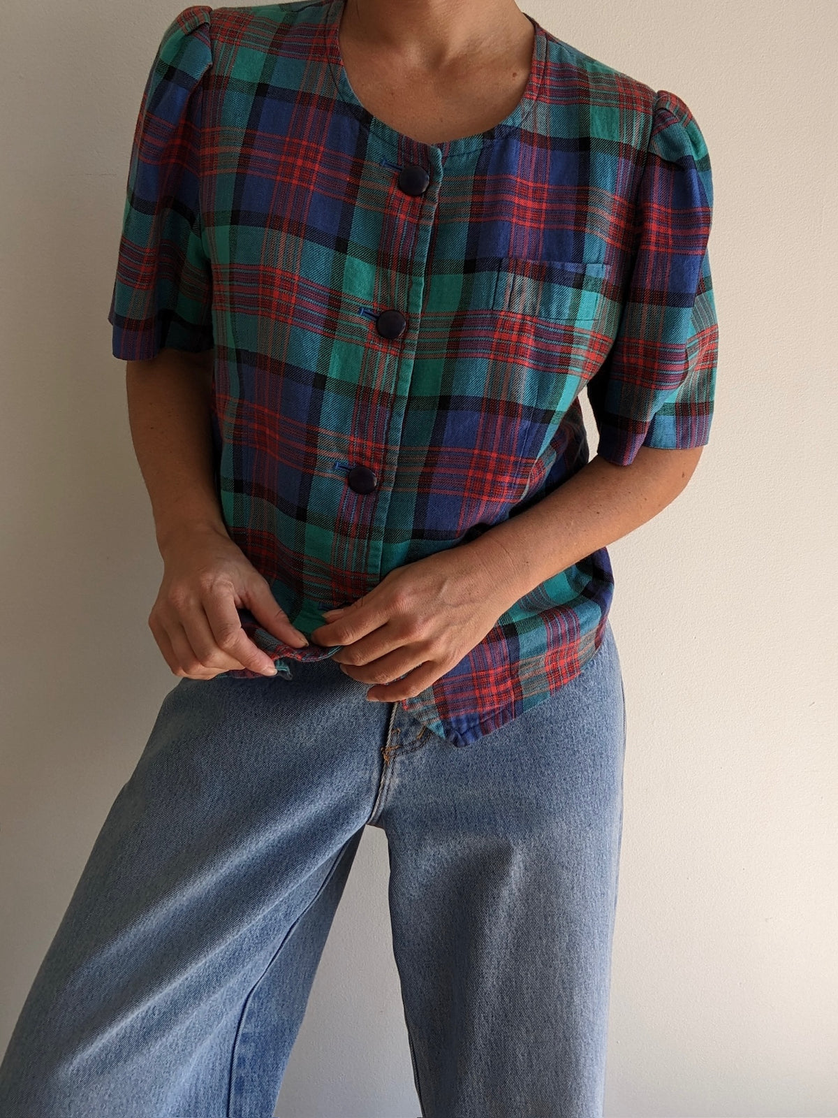 Vintage Givenchy Plaid Blouse