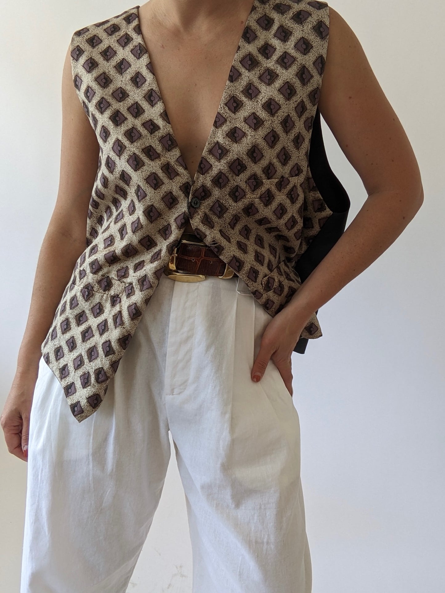 Vintage Printed Silk Vest