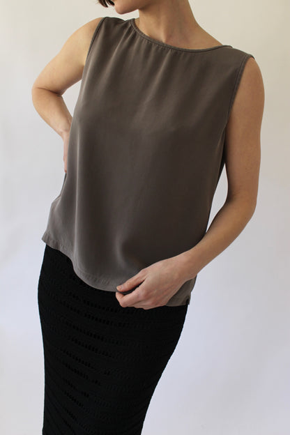 Vintage Taupe Silk Tank
