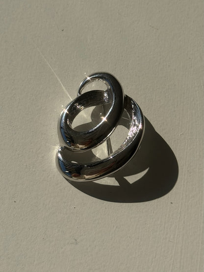 Vintage Bright Silver Swirl Brooch