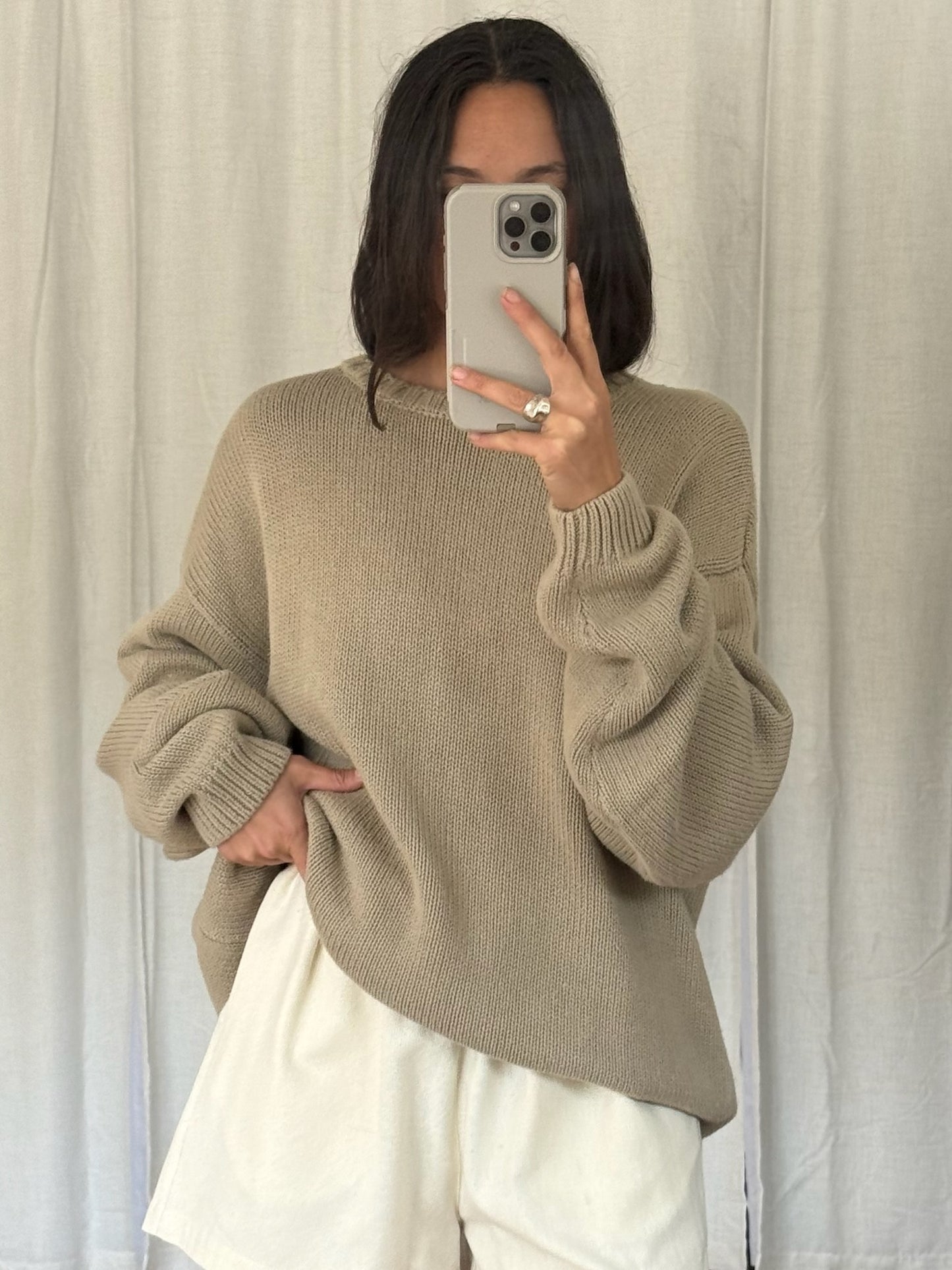 Vintage Latte Cotton Sweater