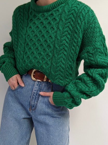 Vintage Emerald Fisherman Wool Sweater