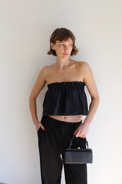 Vintage Petite Onyx Reptile-Embossed Leather Purse