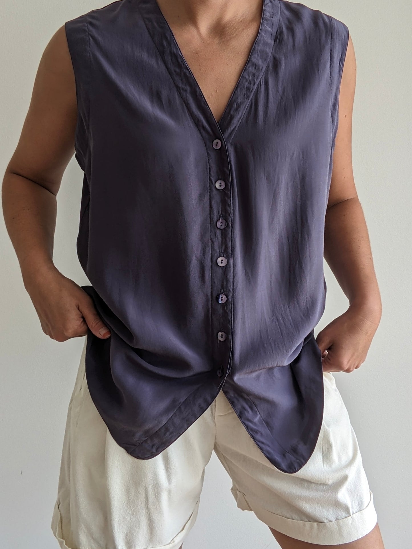 Vintage Eileen Fisher Plum Silk Vest
