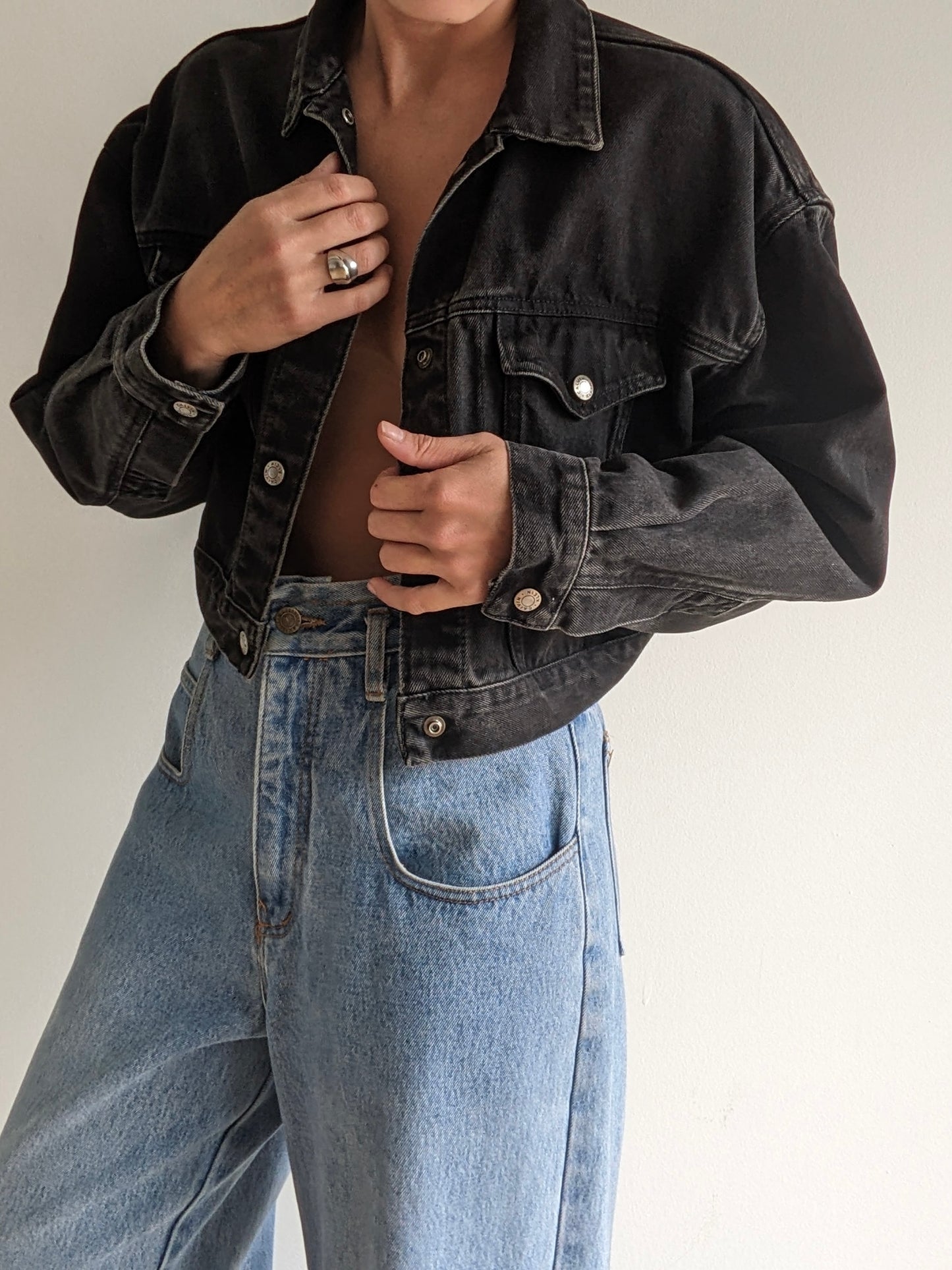 Vintage Calvin Klein Black Cropped Denim Jacket